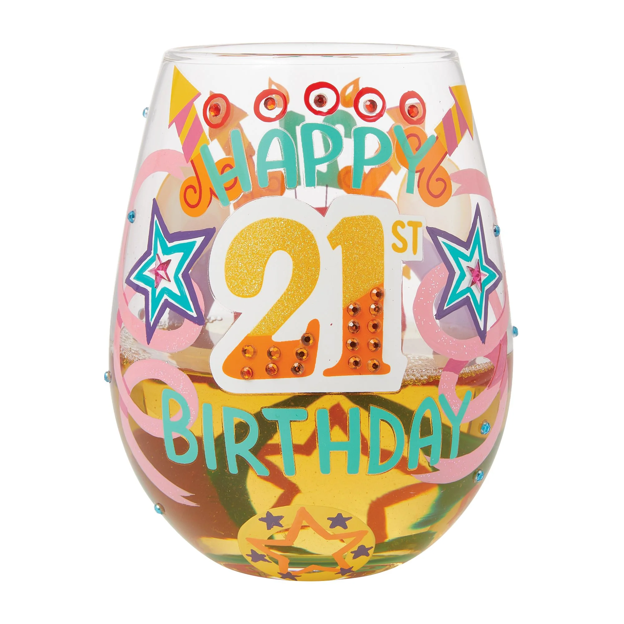 Happy 21st Birthday Stemless Wine Glass by Lolita - Image 2
